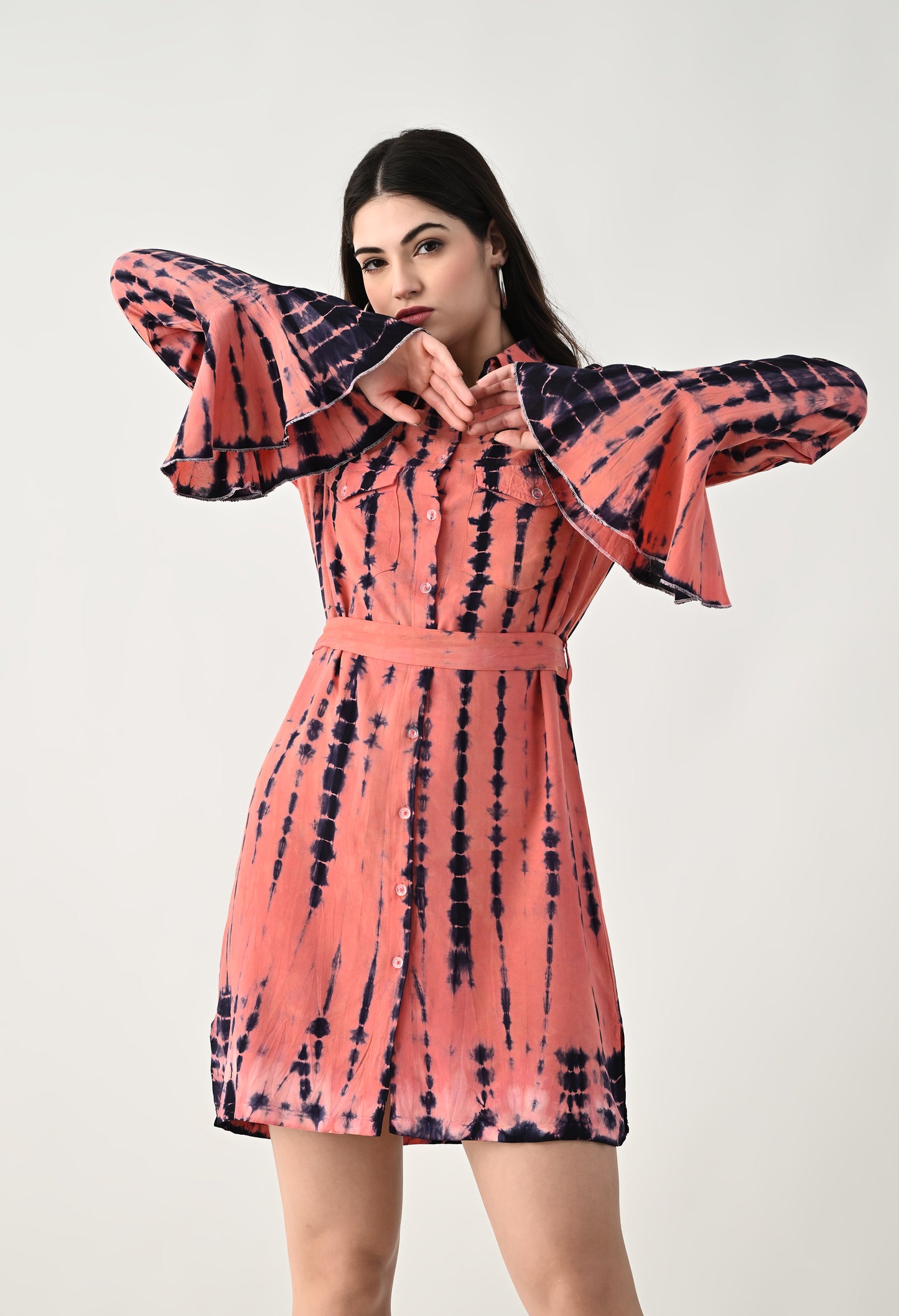 Women TIE-DYE Shirt Dress | Knee Length