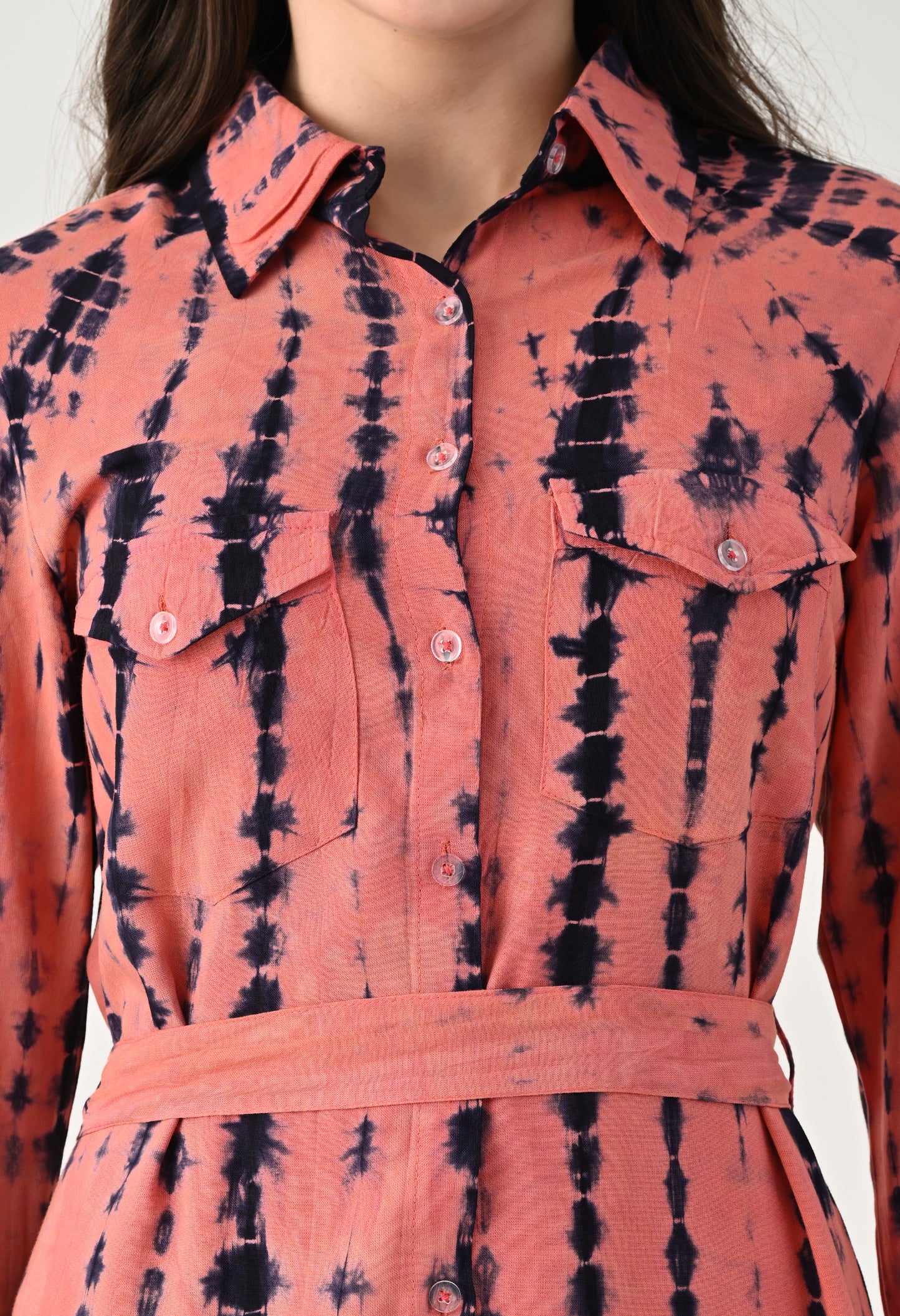 Women TIE-DYE Shirt Dress | Knee Length