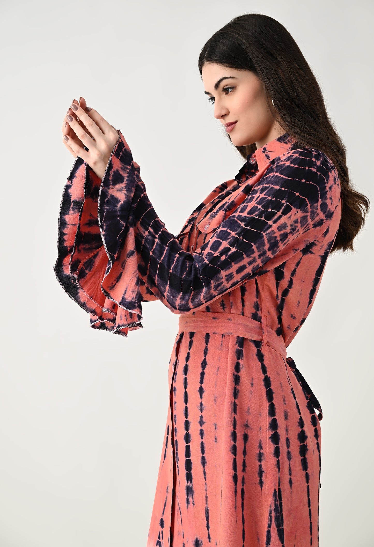 Women TIE-DYE Shirt Dress | Knee Length