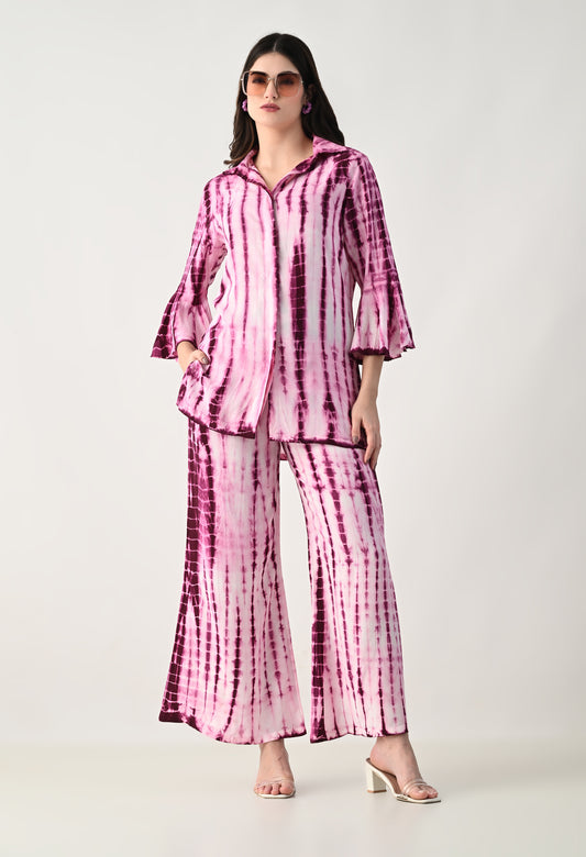 Women TIE-DYE  Co-Ord Set | Two Piece Suit Shirt & Pant