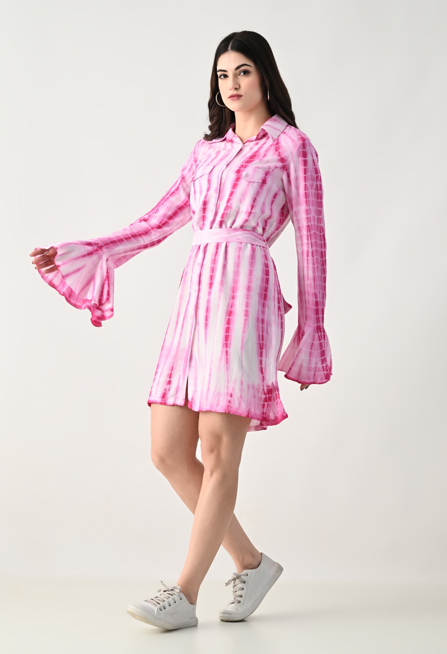 Women TIE-DYE Shirt Dress | Knee Length